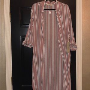Open Front Striped Duster